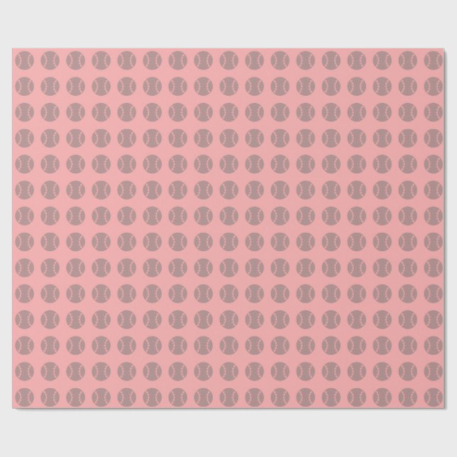 Grått basebollmönster på rosa bakgrund presentpapper (Platt)