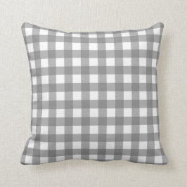 Grått Basic Gingham Checkered Mönster Kudde