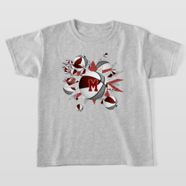 grått-basketskulor och stjärnor t shirt