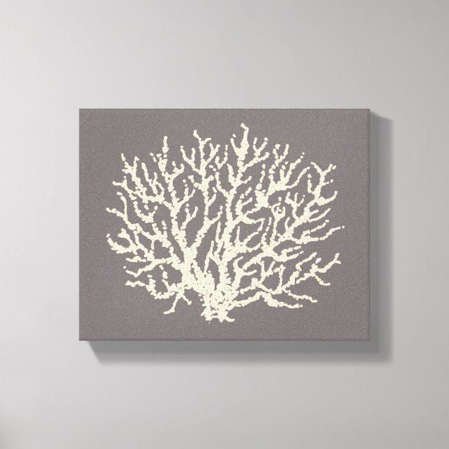 Grått Beach Nautical Coral Wall Art Canvastryck (Framsida)