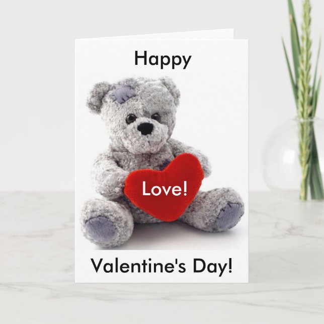 Grått Bear with Heart Card Helgkort (Framsida)