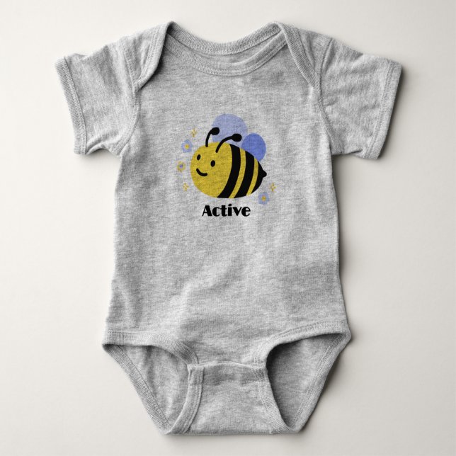 Grått Bee Baby kroppsdräkt för pojkar och flickor T Shirt (Framsida)