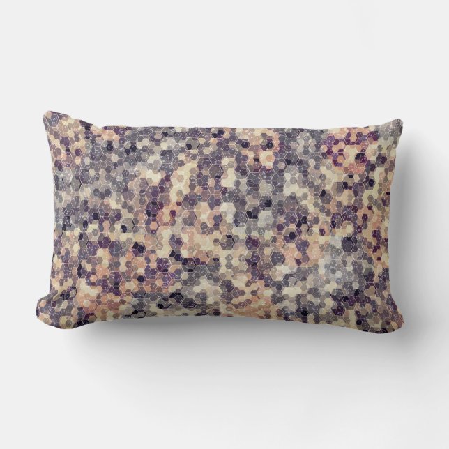 Grått, beige geometrisk lumbarkudde (Framsida)