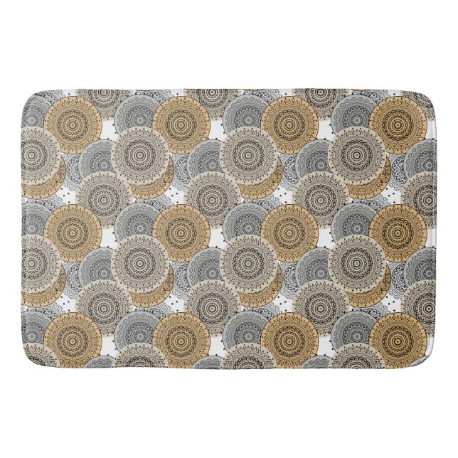 Grått beige mönster arabic mandala stil badrumsmatta (Framsidan)
