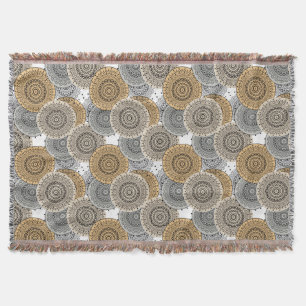 Grått beige mönster arabic mandala stil filt