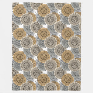 Grått beige mönster arabic mandala stil fleecefilt