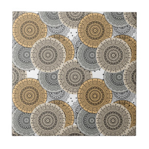 Grått beige mönster arabic mandala stil kakelplatta
