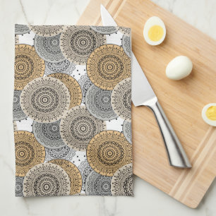 Grått beige mönster arabic mandala stil kökshandduk