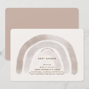Grått Beige Rainbow Watercolor Baby Shower Inbjudningar