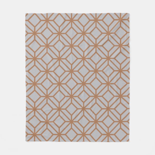 Grått Beige Square Retro Geometric Modern Mönster Fleecefilt (Framsidan)