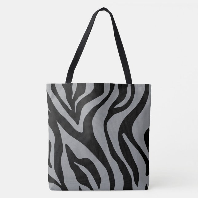 Grått/Beige Tiger-utskrift 2-ton Mode Tote Tygkasse (Framsida)