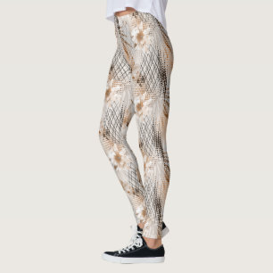 Grått, beige tropiska mönster. leggings