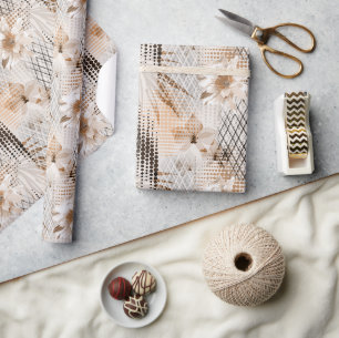 Grått, beige tropiska mönster. presentpapper