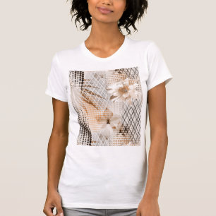 Grått, beige tropiskt mönster. t shirt