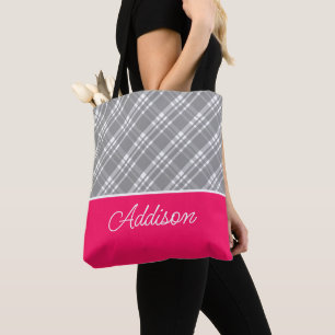 Grått Big Play och Rosa Rand Tote Bag Tygkasse