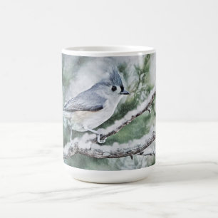 Grått Bird i Snö Winter Mugg Kopp