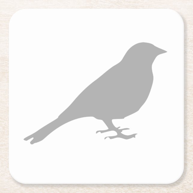Grått Bird Underlägg Papper Kvadrat (Framsidan)