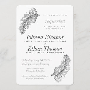 Grått Birds of a Feather Wedding Investigations Inbjudningar