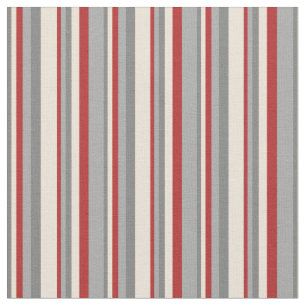 Grått, Bisque, Red och Mörk Grått stripe Mönst Tyg