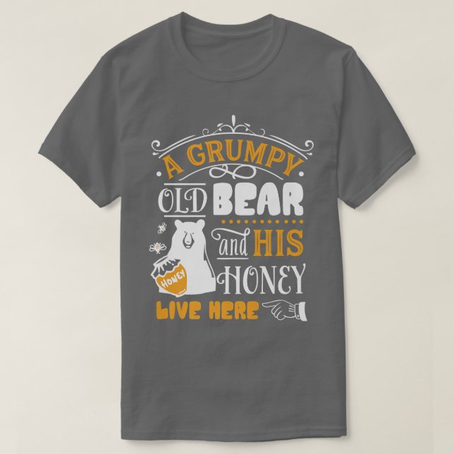Grått björn och hans honung bor här premium t shirt (Design framsida)