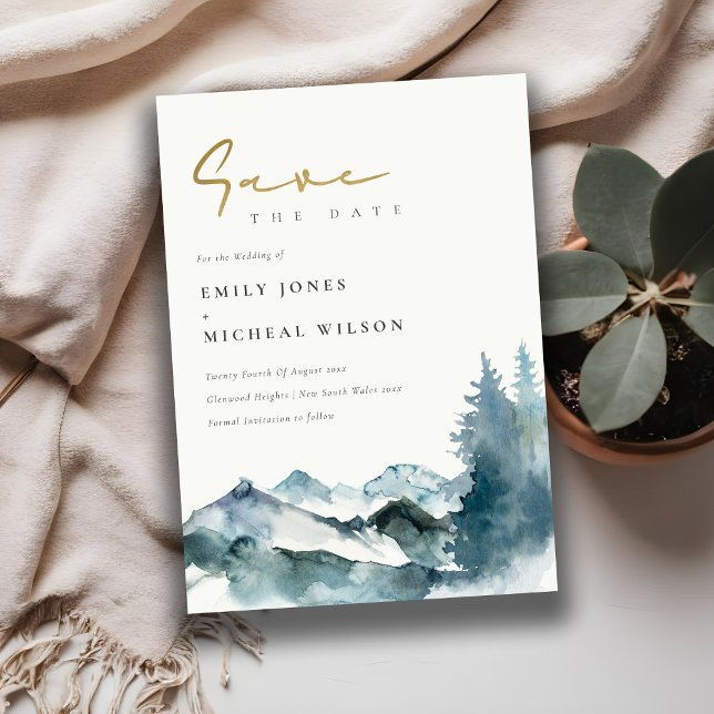 Grått  blå berg Gräs Spara datum Inbjudningar (Skapare uppladdad)