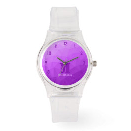 Grått-blå geometrisk maska mönster Monogram Armbandsur