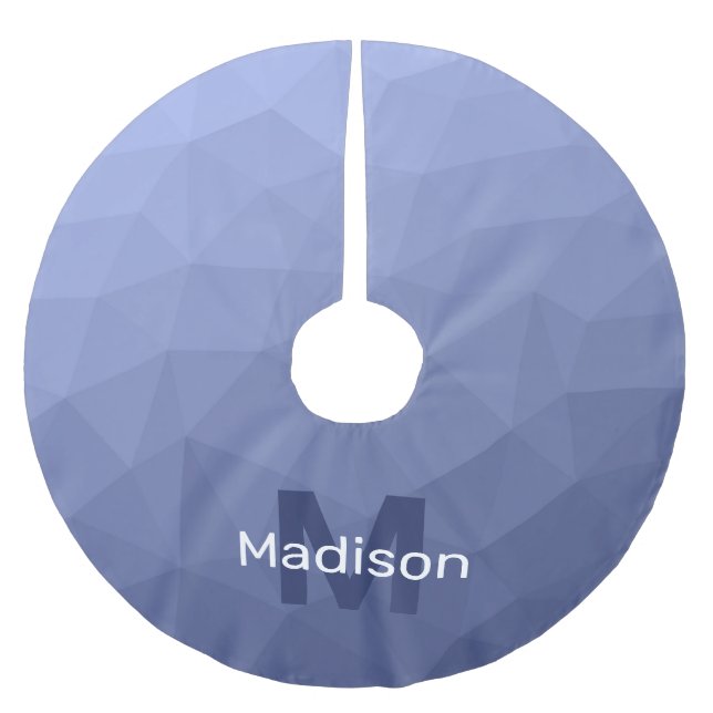 Grått-blå geometrisk maska mönster Monogram Julgransmatta Borstad Polyester (Framsidan)