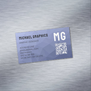 Grått-blå övertoningsgeometrisk maska mönster QR-k Magnetiska Visitkort