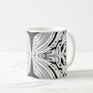 Grått Black and White Butterfly Winged Abstrakt Kaffemugg