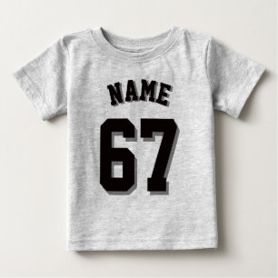 Grått & Black Baby   Idrottsedel Jersey Tee Shirt