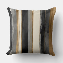 Grått Black beige och guld rand Kudde