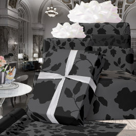 Grått & Black Blommigt Elegance Bröllop Presentpapper