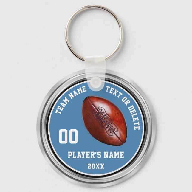 Grått Black, Blue Personlig Football Keychains Nyckelring (Framsida)