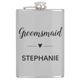 Grått Black Bröllop Groomsmaid Personlig Fickplunta