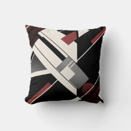 Grått Black Burgundy Beige Diagonal Abstrakt Art Kudde