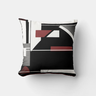 Grått Black Burgundy White Nautical Abstrakt Kudde
