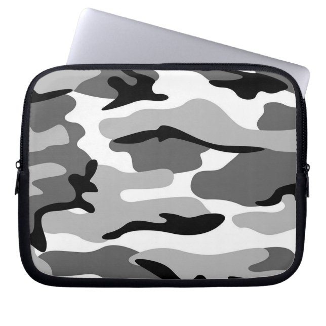 Grått & Black Camouflage Laptop sleeve (Framsidan)
