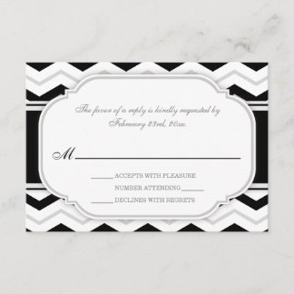 Grått & Black Chevron Wedding OSA kort