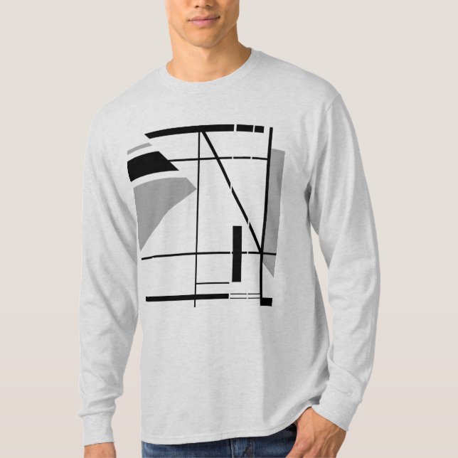 Grått Black Contemporary Bold Geometric Abstrakt T Shirt (Framsida)