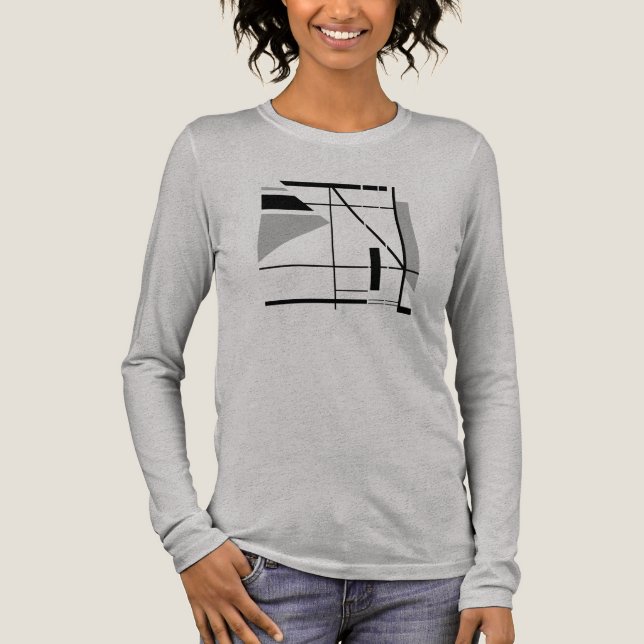 Grått Black Contemporary Small Geometric Abstrakt T Shirt (Framsida)