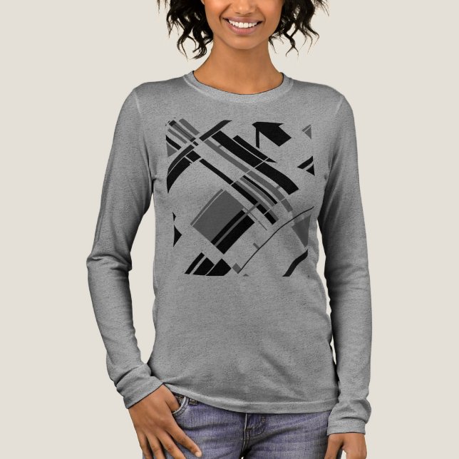 Grått Black Diagonal Shapes Linjer MCM-utseende Ab T Shirt (Framsida)