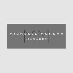 Grått Black fold Monogram Modern Minimalist Namnbricka