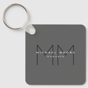 Grått Black fold Monogram Modern Minimalist Nyckelring
