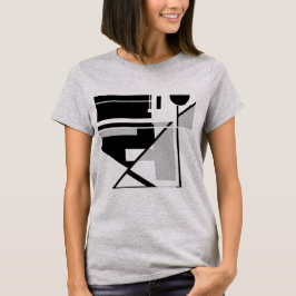 Grått Black Geometric Art MCM-inspirerad design T Shirt