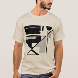 Grått Black Geometric MCM-inspirerad Abstrakt Art T Shirt