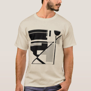 Grått Black Geometric MCM-inspirerad Abstrakt Art T Shirt