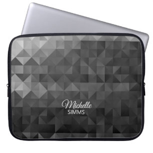 Grått-Black Geometric Mönster och anpassning Laptop Fodral