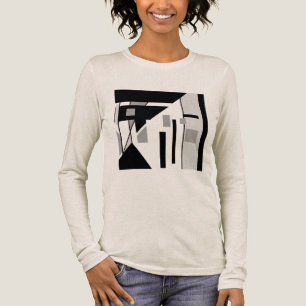 Grått Black Geometric Slanted MCM-Abstrakt Art T Shirt