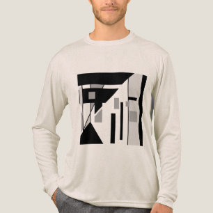 Grått Black Geometric Slanted MCM-Abstrakt Art T Shirt