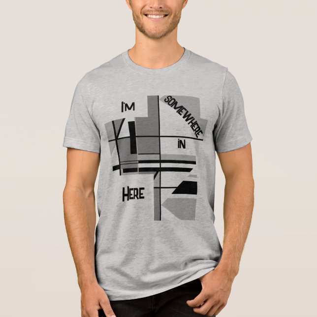grått Black Geometric T Shirt (Framsida)